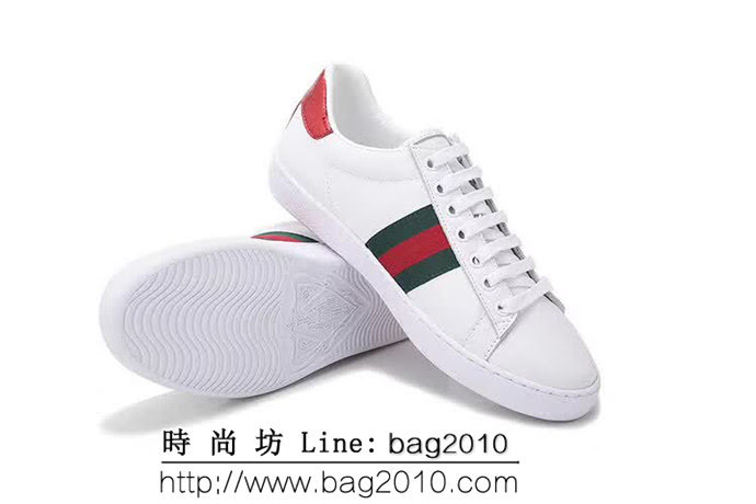 GUCCI古馳 情侶款 經典爆款 白色真皮 低幫運動休閒鞋 QZS1556